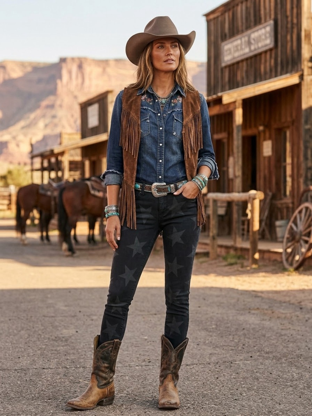 Kut from the Kloth Black Star-Print Skinny Jeans 6 stretch western
